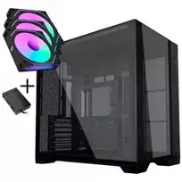 Lian Li O11 Vision Compact korpuso rinkinys + 3x UNI FAN SL-INF 120 Reverse Blade ventiliatorius - juoda