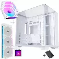 Lian Li O11 Vision Compact - Baltas + 3x UNI FAN SL-INF 120 ARGB Reverse Blade 120mm ventiliatorius + HydroShift II LCD-S 360TL AiO skysčio aušinimas, 360mm