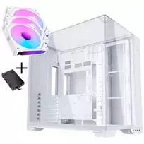 Lian Li O11 Vision Compact - Baltas + 3x UNI FAN SL-INF 120 ARGB Reverse Blade PWM Ventiliatorius - 120mm (su valdikliu)