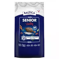 Sausas šunų ėdalas BALTICA EXCELLENT Senior Vitality M/L 12 kg — žuvis, 26% baltymų, 12% riebalų, vidutinėms ir didelėms senjorų veislėms