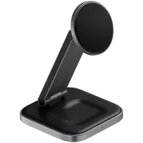 SATECHI 3-in-1 Sulankstomas Qi2 belaidis įkrovimo stovas (Space Gray) su A, C, G tipo kištukais