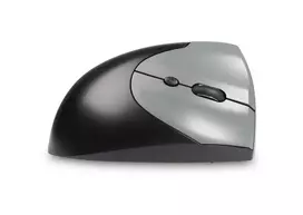 BakkerElkhuizen Handshake Mouse Right – vertikali pelė dešinei rankai, belaidė RF + Bluetooth + USB Type-C, 6400 DPI, juoda/pilka