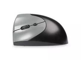 BakkerElkhuizen Handshake Mouse Left – kairiarankiams vertikali pelė, belaidė RF + Bluetooth + USB Type-C, 6400 DPI, juoda, pilka