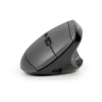 BakkerElkhuizen MidWay pelė dešinei rankai, vertikalaus dizaino, optinė, RF Wireless + Bluetooth + USB Type-C, 2400 DPI, pilka, juoda