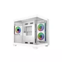 Cooler Master Elite 481 WOOD White, mATX, priekinis skydelis, 70° pilno vaizdo grūdintas stiklas