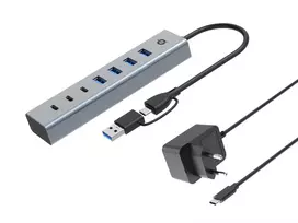 Conceptronic HUBBIES20GP 7 prievadų USB 3.0 šakotuvas su maitinimo adapteriu, 5Gbps, USB-C x 3, USB-A x 4