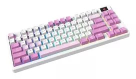 MSI FORGE GK600 TKL WIRELESS VIOLET klaviatūra žaidimams USB + Bluetooth QWERTY ispaniška Rožinė, Violetinė, Balta