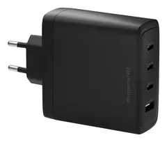 dbramante1928 re-charge IT EU sieninis įkroviklis — 3× USB-C (iš viso 140 W) + 1× USB-A, vidaus naudojimui, AC, juodas