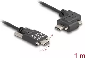 DeLOCK USB 2.0 laidas USB Type-C kištukas į USB Type-C kištuką kampuotas kairėn/dešinėn PD 3.0 60W 1m