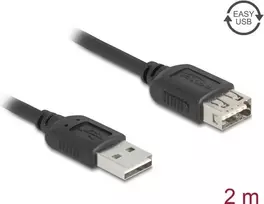 USB A – USB A laidas DELOCK 81513 — USB 2.0, 2 m, juodas, auksuoti kontaktai