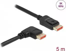 DisplayPort kabelis DeLOCK 8K 60 Hz 5 m tiesus kištukas į 90° kampu lenktą kištuką