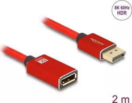 DeLOCK DisplayPort prailginimo kabelis 8K 60 Hz 2 m raudonas metalinis be fiksatoriaus