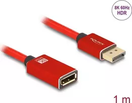 DeLOCK DisplayPort ilginimo laidas 8K 60 Hz 1 m raudonas metalinis be fiksatoriaus
