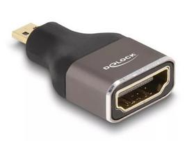 DeLOCK HDMI adapteris Micro-D kištukas į A lizdą 8K 60 Hz pilkas metalinis