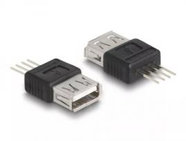 DeLOCK Adapter USB 2.0 Type-A lizdas į 4 kontaktų šukas, juodas/sidabrinis, 5V