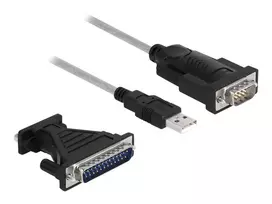 DeLOCK Adapter USB 2.0 Type-A į RS-232 D-Sub 9 + D-Sub 25