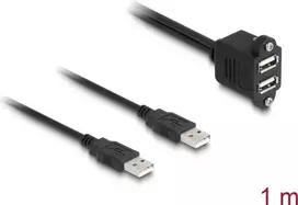 DeLOCK USB 2.0 laidas 2 x USB Type-A kištukas – 2 x USB Type-A lizdas 1 m juoda