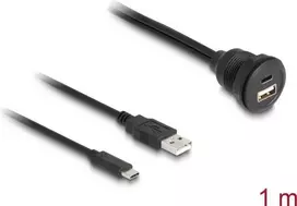 DeLOCK USB 2.0 laidas USB Type-A kištukas ir USB Type-C kištukas į USB Type-A lizdą ir USB Type-C lizdą 1 m juoda
