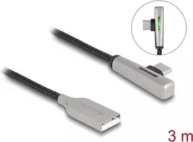 DeLOCK USB 2.0 laidas Type-A kištukas į Type-C kištuką kampuotas 3 m 60 W