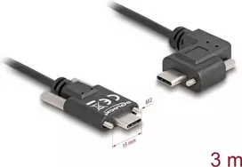 DeLOCK USB 2.0 laidas USB Type-C kištukas į USB Type-C kištuką kampuotas kairėn/dešinėn PD 3.0 60W 3m