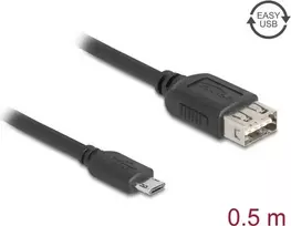 USB 2.0 laidas DELOCK 81517, Micro-USB B į USB A, 0,5 m, juodas