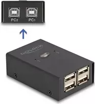DeLOCK USB 2.0 jungiklis 2 kompiuteriams 4 įrenginiams juodas 0,48Gbit/s