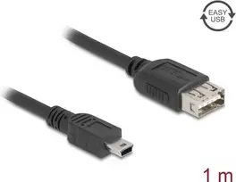 USB 2.0 laidas DELOCK 81524 — Mini-USB B į USB A, 1 m, juodas