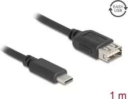 USB 2.0 laidas DELOCK 81536 — USB-C į USB-A, 1 m, juodas, auksuoti kontaktai