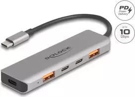 DeLOCK 64302 USB 3.2 Gen 2 tipo C dokų stotelė, metalinis korpusas, 95 W, pilka