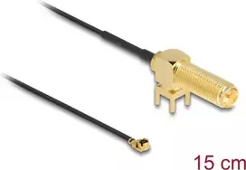 Koaksialinis kabelis DeLOCK 12039 0.15 m RP-SMA I-PEX MHF1 juodas