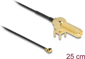 Koaksialinis kabelis DeLOCK 12036 0,25 m RP-SMA I-PEX MHF1 juodas