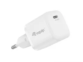 Equip 1 prievado 20W USB-C PD sieninis įkroviklis baltas 100-240V