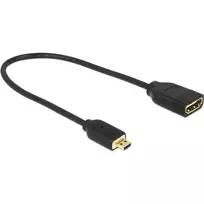 DELOCK Laidas HDMI Micro D Kištukas > HDMI A Lizdas Didelės Spartos su Ethernet 3D 4K 20cm Premium Plonas