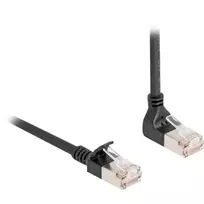 DeLOCK RJ45 tinklo kabelis Cat.6A S/FTP Slim 90° kampu į viršų 1 m juodas
