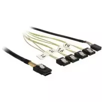 Vidinis Mini SAS į 4×SATA kabelis DELOCK 0,5 m — Mini SAS SFF-8087 į 4×SATA 7p, juodas/sidabrinis/geltonas