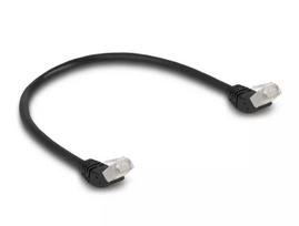 DeLOCK RJ45 Cat.6A tinklo kabelis 45° kampu 0,5 m juodas