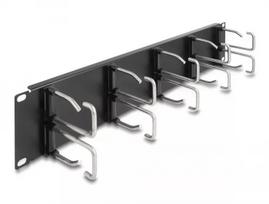 Kabelių tvarkymo panelė DeLOCK 19 colių 66919 su 10 metalinių kabliukų juoda