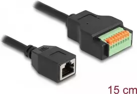 DeLOCK RJ45 kabelis Cat.5e lizdas į gnybtų bloko adapterį 15 cm juodas