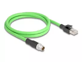 Tinklo kabelis DeLOCK M12 X-coded 8 kontaktų kištukas į RJ45 kištuką PUR (TPU) 1 m