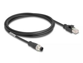 Tinklo kabelis DeLOCK M12 A-koduotas 8 kontaktų kištukas į RJ45 kištuką Cat5e 2 m Juodas