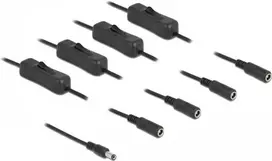 DeLOCK 86796 DC maitinimo skirstytuvas 5,5 x 2,1 mm kištukas į 4 lizdus su jungikliu 1 m