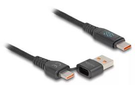 DeLOCK USB 2.0 greito įkrovimo laidas USB Type-C + USB Type-A kištukas į USB Type-C kištuką PD 3.1 140 W 1,20 m
