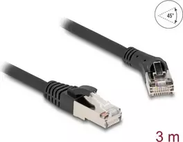 Tinklo kabelis DeLOCK RJ45 Cat.8.1 S/FTP 45° stačiu kampu 3 m juodas
