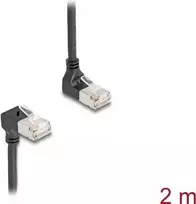 DeLOCK RJ45 tinklo kabelis Cat.6A S/FTP plonas 90° 2m juodas