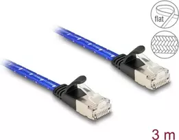 Tinklo kabelis DeLOCK RJ45 Plokščias Cat.6A 3m Mėlynas