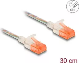 DeLOCK RJ45 Cat.6A U/UTP tinklo kabelis, plonas, 0,3 m, permatomas