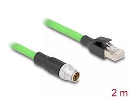 Tinklo kabelis DeLOCK M12 X-coded 8 pin kištukas į RJ45 kištuką PUR TPU 2 m