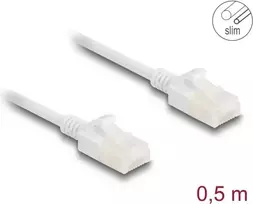 Tinklo kabelis DeLOCK RJ45 Cat.6A kištukas–kištukas U/UTP 0,5 m baltas