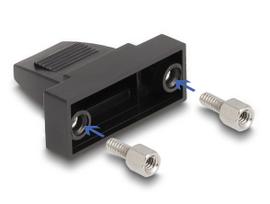 Kabelio gaubtas DELOCK D-Sub 9 kontaktų, plokščiam kabeliui, plastikinis, juodas, 25×32×14 mm
