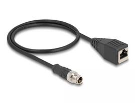 Tinklo kabelis DeLOCK M12 X-koduotas 8 kontaktų kištukas į RJ45 lizdą Cat5e 0,5 m juodas
